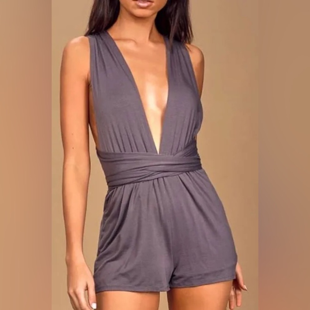 Lulu's Convertible V-Neck Purple Romper NWOT - Picture 11 of 11